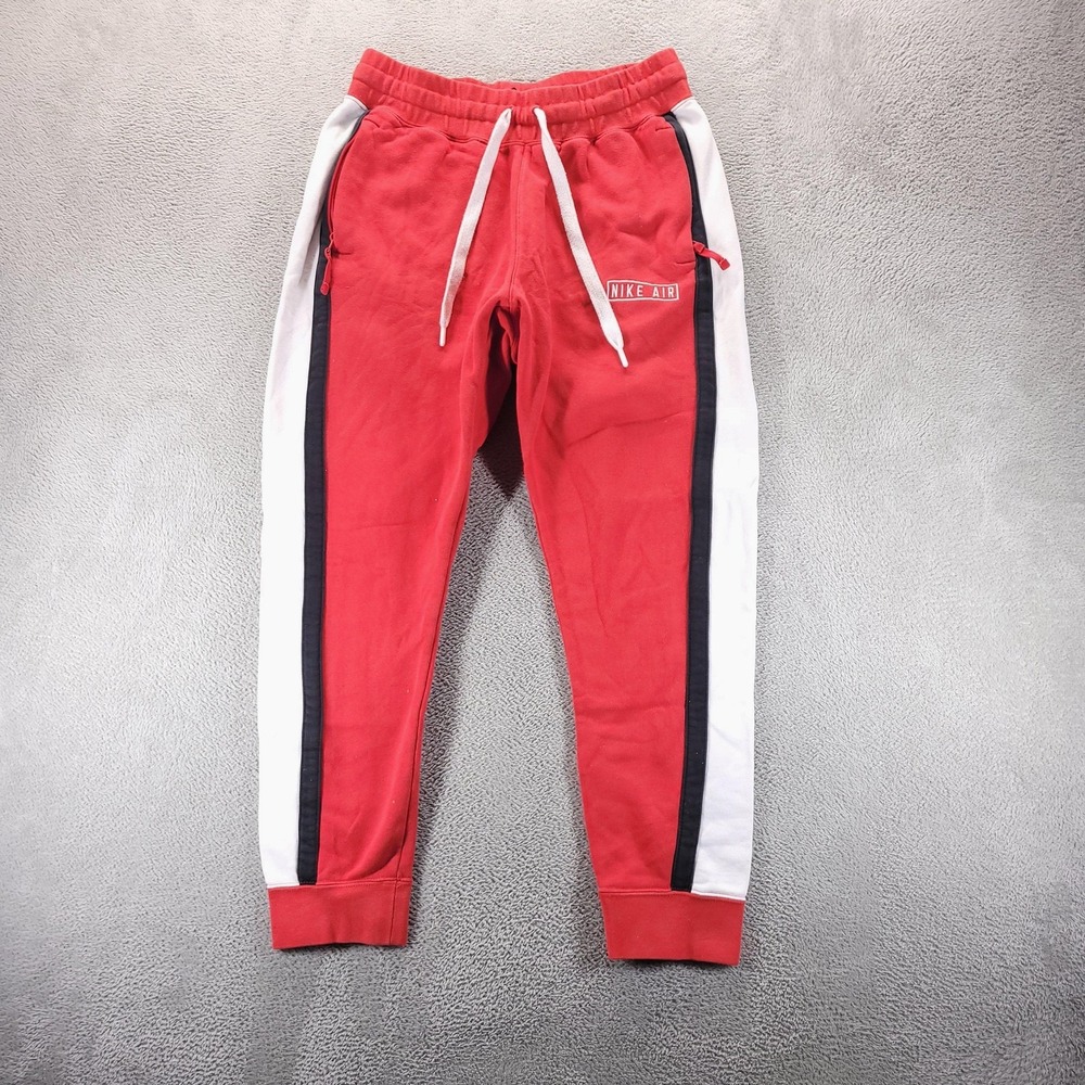 Nike Sweatpants Mens L Red Nike Air Fleece Joggers Colorblock Zip Pocket Gym